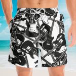 Black And White Electric Guitar Hawaiian Shirt & Beach Shorts