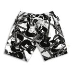 Black And White Electric Guitar Hawaiian Shirt & Beach Shorts