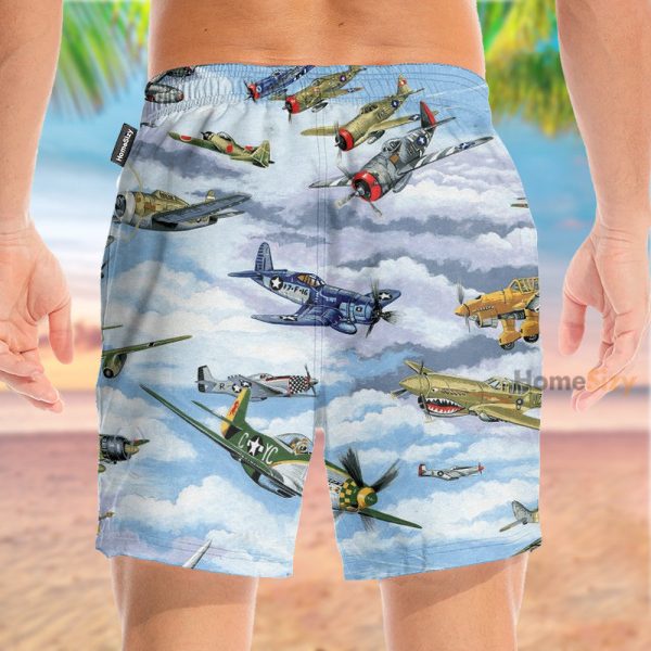 Planes Warbirds Ww2 Fighters Planes Hawaiian Shirt & Beach Shorts