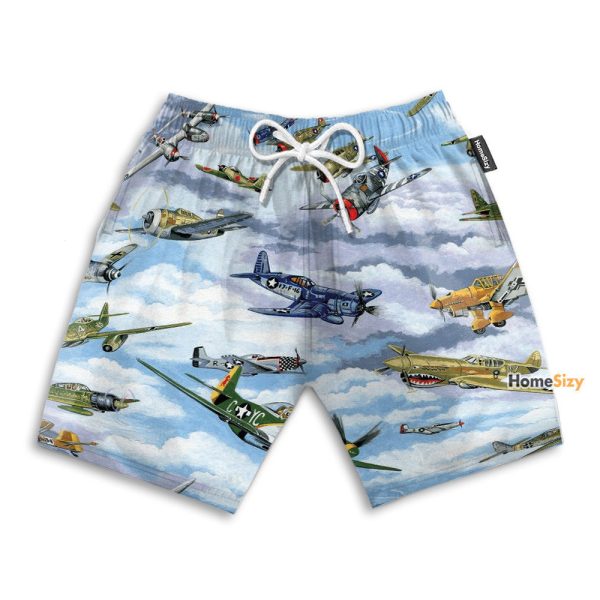 Planes Warbirds Ww2 Fighters Planes Hawaiian Shirt & Beach Shorts