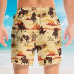 Vintage Texas Desert Cowboy Horse Racing Hawaiian Shirt & Beach Shorts