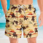 Vintage Texas Desert Cowboy Horse Racing Hawaiian Shirt & Beach Shorts