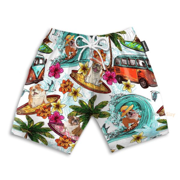 Enjoy Summer Surfing With Bull Dog Hawaiian Shirt & Beach Shorts