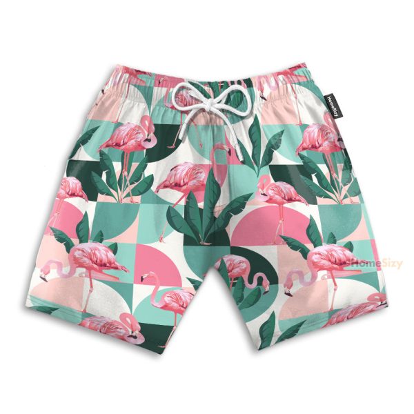 Flamingo Exotic Patchwork Patterns Hawaiian Shirt & Beach Shorts