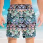 The Most Blue Sparkle Mermaid Tail Ocean Cosplay Costume Hawaiian Shirt & Beach Shorts