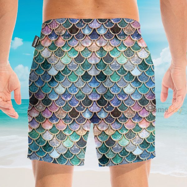 The Most Blue Sparkle Mermaid Tail Ocean Cosplay Costume Hawaiian Shirt & Beach Shorts