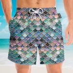 The Most Blue Sparkle Mermaid Tail Ocean Cosplay Costume Hawaiian Shirt & Beach Shorts