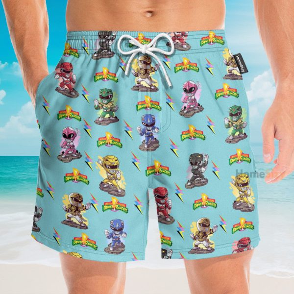 Mighty Morphin Power Rangers Cyan Hawaiian Shirt & Beach Shorts