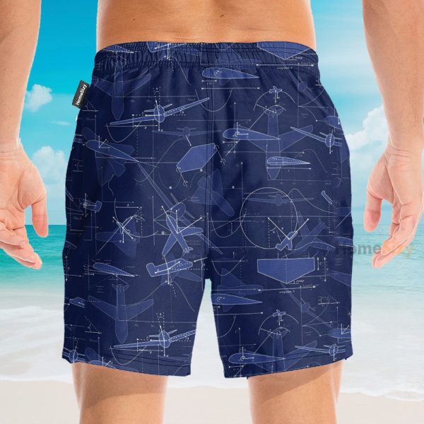 Aerodynamics Airplane Engineering Drawing Pictures Hawaiian Shirt & Beach Shorts