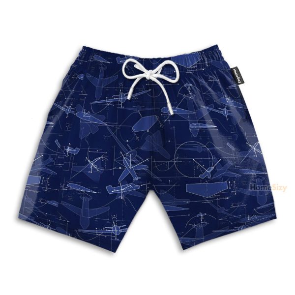 Aerodynamics Airplane Engineering Drawing Pictures Hawaiian Shirt & Beach Shorts