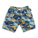 Hot Rod Car And Flowers On The Beach Hawaiian Shirt & Beach Shorts