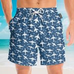 Blue And White Aeroplanes Hawaiian Shirt & Beach Shorts