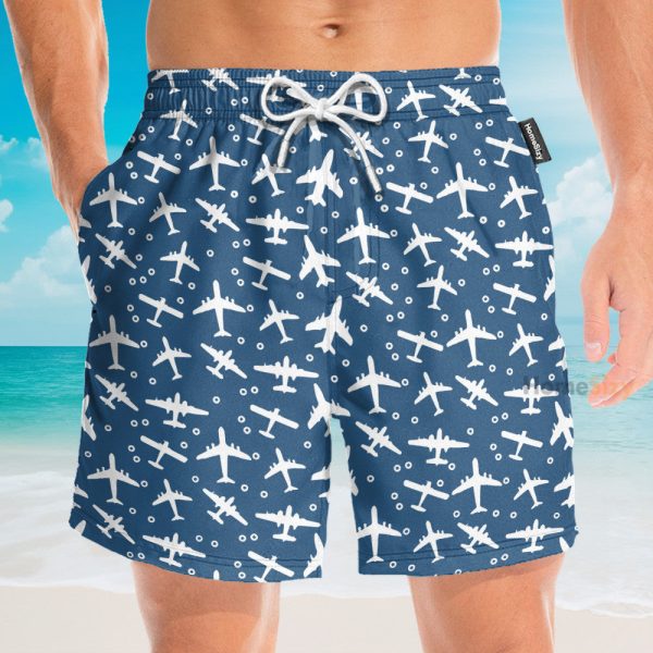 Blue And White Aeroplanes Hawaiian Shirt & Beach Shorts