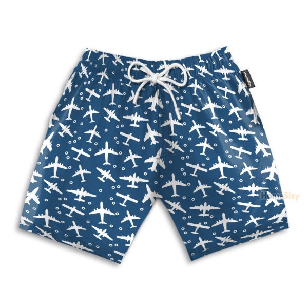 Blue And White Aeroplanes Hawaiian Shirt & Beach Shorts
