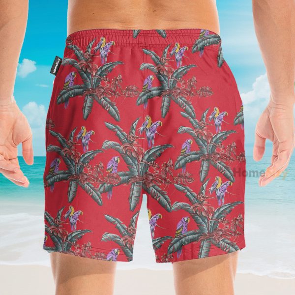 Tom Selleck Magnum Pi Red Movie Cosplay Costume Hawaiian Shirt & Beach Shorts