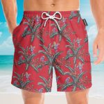 Tom Selleck Magnum Pi Red Movie Cosplay Costume Hawaiian Shirt & Beach Shorts
