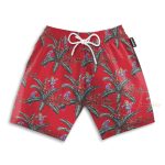 Tom Selleck Magnum Pi Red Movie Cosplay Costume Hawaiian Shirt & Beach Shorts