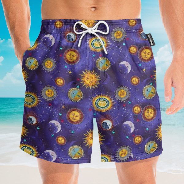 Sun And Moon Hippie Hawaiian Shirt & Beach Shorts