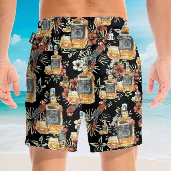 Wine Drinking Lover Black Tropical Hawaiian Shirt & Beach Shorts