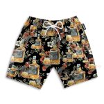 Wine Drinking Lover Black Tropical Hawaiian Shirt & Beach Shorts