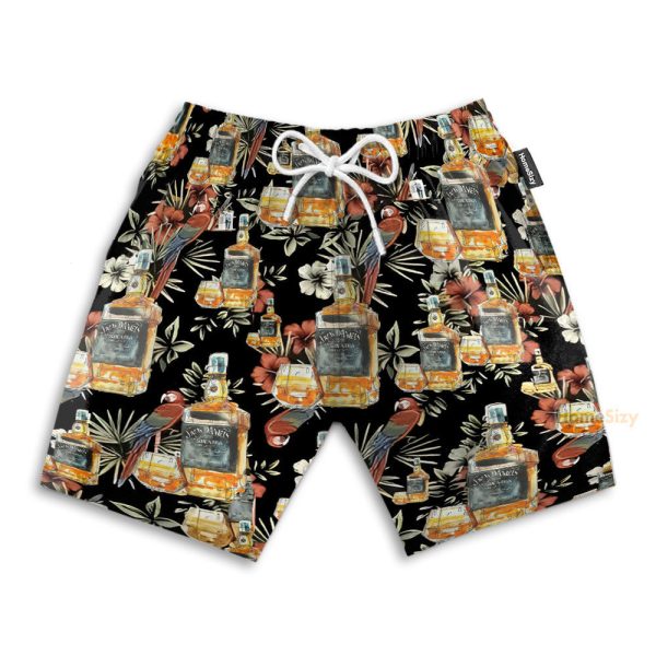 Wine Drinking Lover Black Tropical Hawaiian Shirt & Beach Shorts
