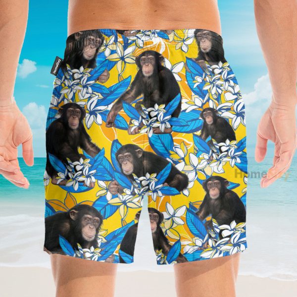 Chimpanzee Plumeria Flowers Hawaiian Shirt & Beach Shorts