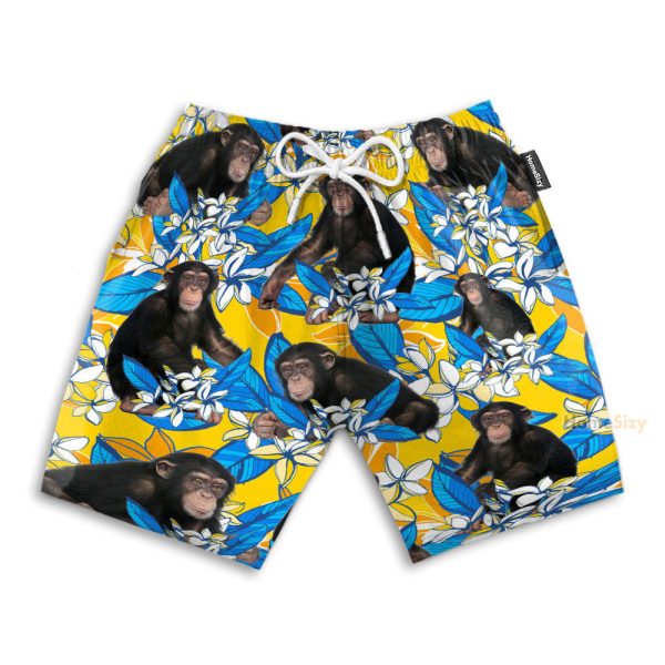 Chimpanzee Plumeria Flowers Hawaiian Shirt & Beach Shorts