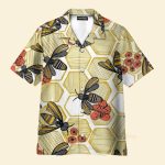 Honey Bee Hexagon Hawaiian Shirt & Beach Shorts