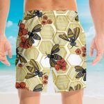 Honey Bee Hexagon Hawaiian Shirt & Beach Shorts