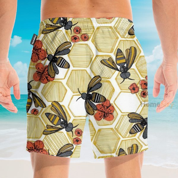 Honey Bee Hexagon Hawaiian Shirt & Beach Shorts