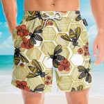 Honey Bee Hexagon Hawaiian Shirt & Beach Shorts