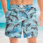 Dolphin Wave Water Blue Beach Pattern Hawaiian Shirt & Beach Shorts