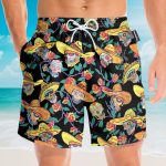 Mexico Benny?S Sugar Skulls Day Of The Dead Camp Hawaiian Shirt & Beach Shorts