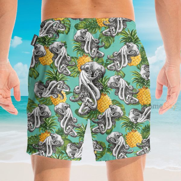Octopus With Pineapple Summer Hawaiian Shirt & Beach Shorts