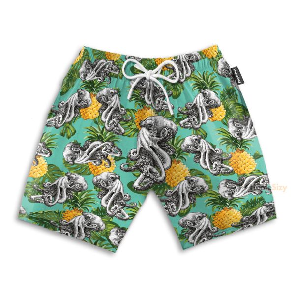 Octopus With Pineapple Summer Hawaiian Shirt & Beach Shorts