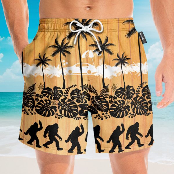 Tropical Palm Bigfoot Men'S Button'S Up Shirts Hawaiian Shirt & Beach Shorts