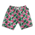 Watermelon In Tropical Green Leaves Hawaiian Shirt & Beach Shorts