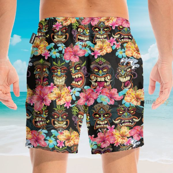 Aloha Summer Tiki Tiki Head Hawaiian Shirt & Beach Shorts