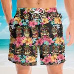 Aloha Summer Tiki Tiki Head Hawaiian Shirt & Beach Shorts