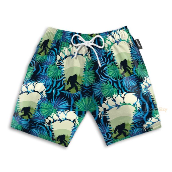 Bigfoot Footprint Men'S Button'S Up Shirts Hawaiian Shirt & Beach Shorts