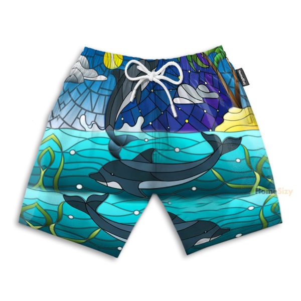 Dolphin Stained Glass Style Hawaiian Shirt & Beach Shorts