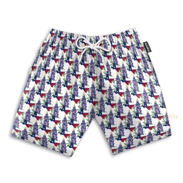Texas Bluebonnet Men'S Button'S Up Shirts Hawaiian Shirt & Beach Shorts