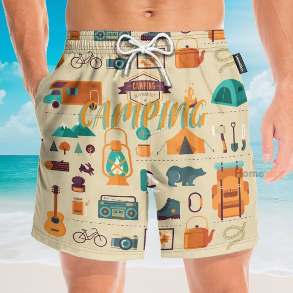 Camping Men'S Button'S Up Shirts Hawaiian Shirt & Beach Shorts