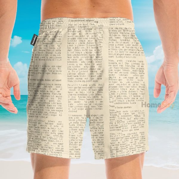 Bee Vintage Newspaper Pattern Hawaiian Shirt & Beach Shorts