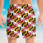 Maryland Flag Tropical Men'S Button'S Up Shirts Hawaiian Shirt & Beach Shorts Qt309623