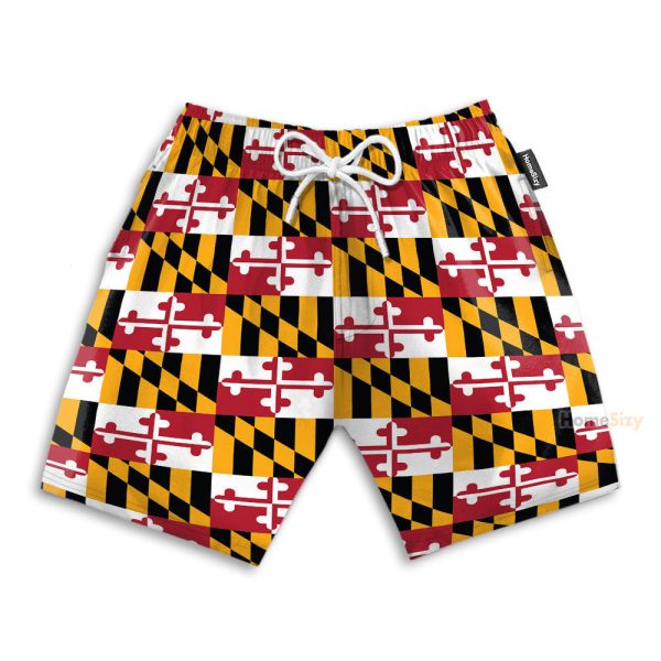 Maryland Flag Tropical Men'S Button'S Up Shirts Hawaiian Shirt & Beach Shorts Qt309623