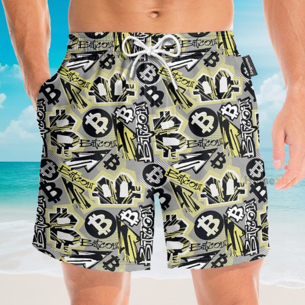 Bitcoin Doodle Funky Pattern Hawaiian Shirt & Beach Shorts