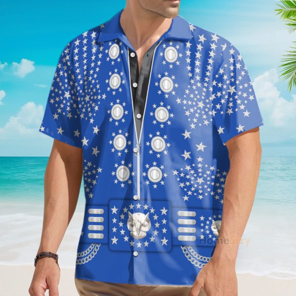 Elvis Presley Owl Blue Cosplay Costume Hawaiian Shirt