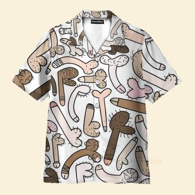 Colored-In Cock Doodles Funny Men Shirt Hawaiian Shirt