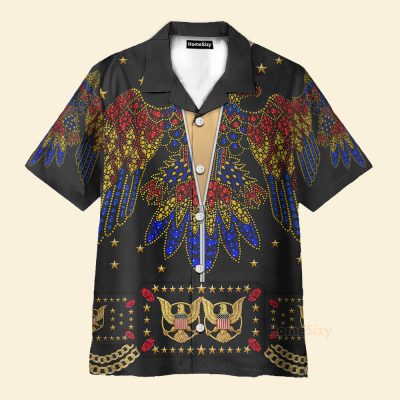 Elvis Presley Aloha From Hawaii Black Cosplay Costume Hawaiian Shirt